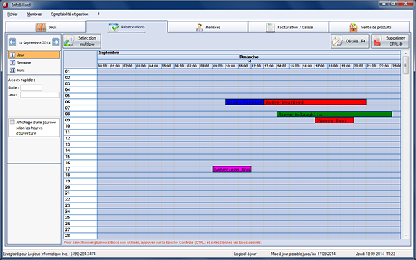 InfoBillard - Reservations